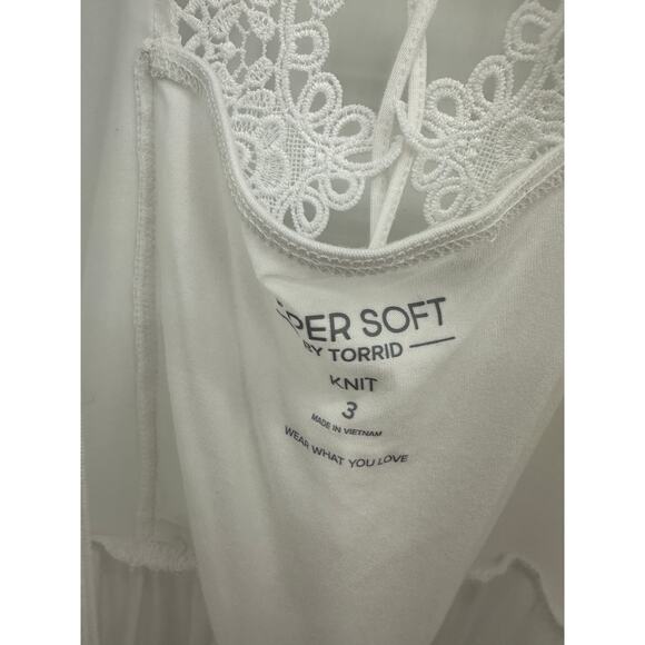 Torrid Womens White Super Soft Babydoll Tank Size 3X Crotchet Summer Boho - Picture 7 of 8